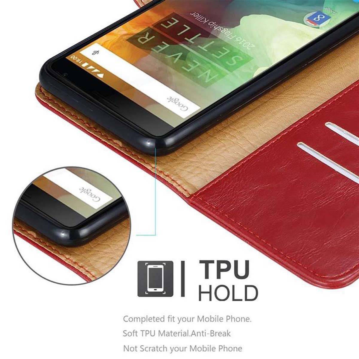 Cadorabo Hülle für OnePlus 2 Schutzhülle in Rot Handyhülle Book Tasche Case Etui Luxury