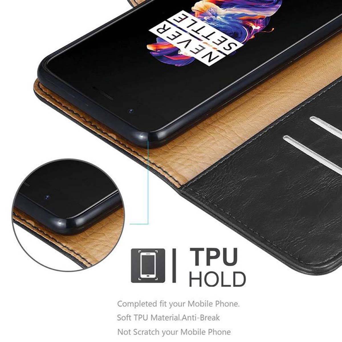 Cadorabo Hülle für OnePlus 5 Schutzhülle in Schwarz Handyhülle Book Tasche Case Etui Luxury