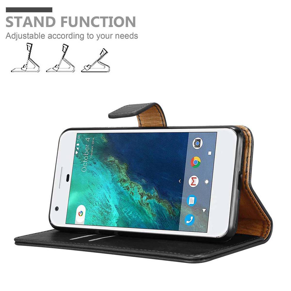 Cadorabo Hülle für Google PIXEL Schutzhülle in Schwarz Handyhülle Book Tasche Case Etui Luxury