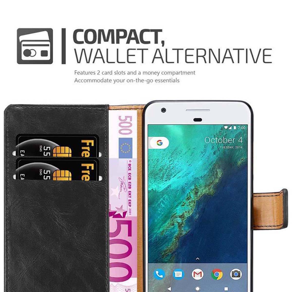 Cadorabo Hülle für Google PIXEL Schutzhülle in Schwarz Handyhülle Book Tasche Case Etui Luxury