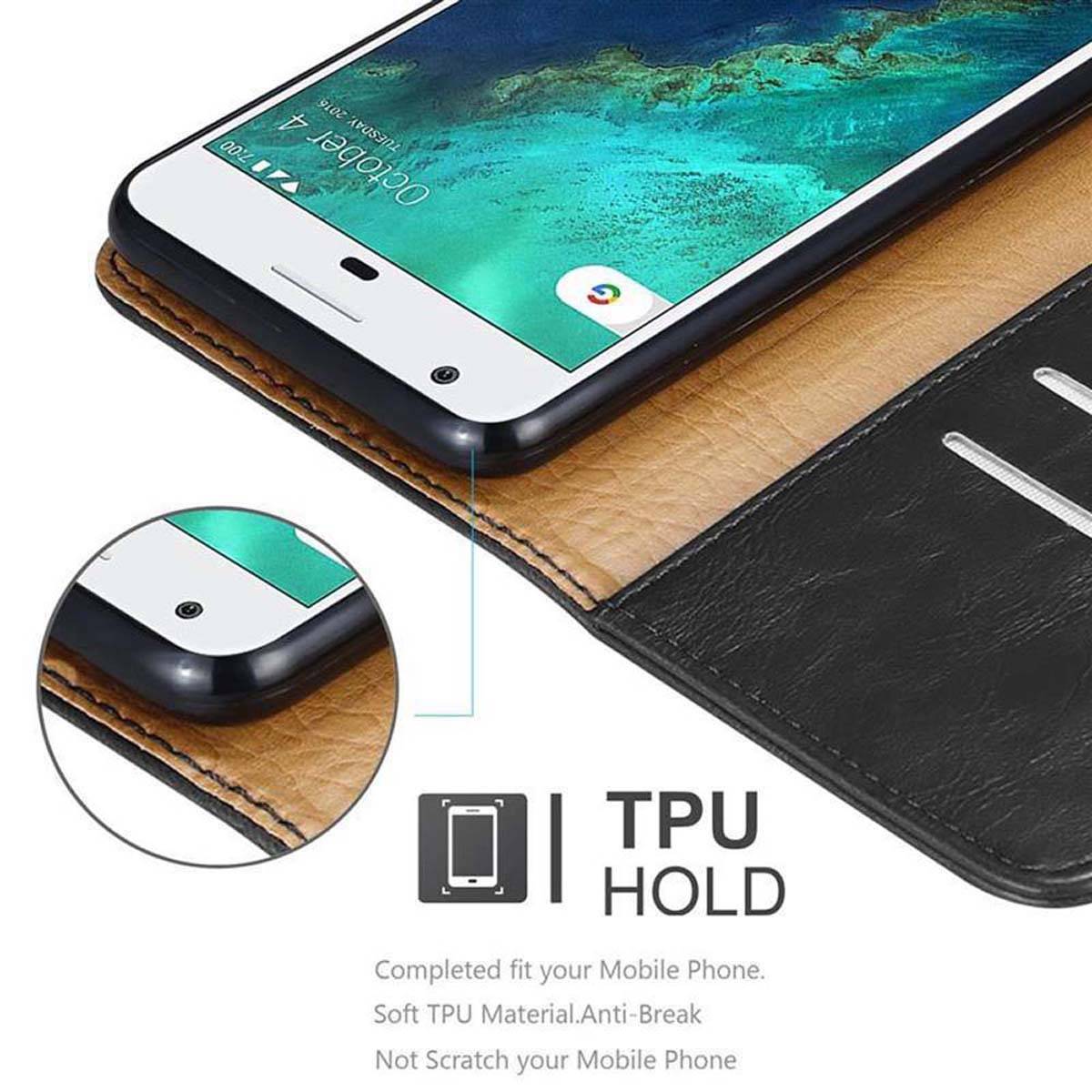 Cadorabo Hülle für Google PIXEL Schutzhülle in Schwarz Handyhülle Book Tasche Case Etui Luxury