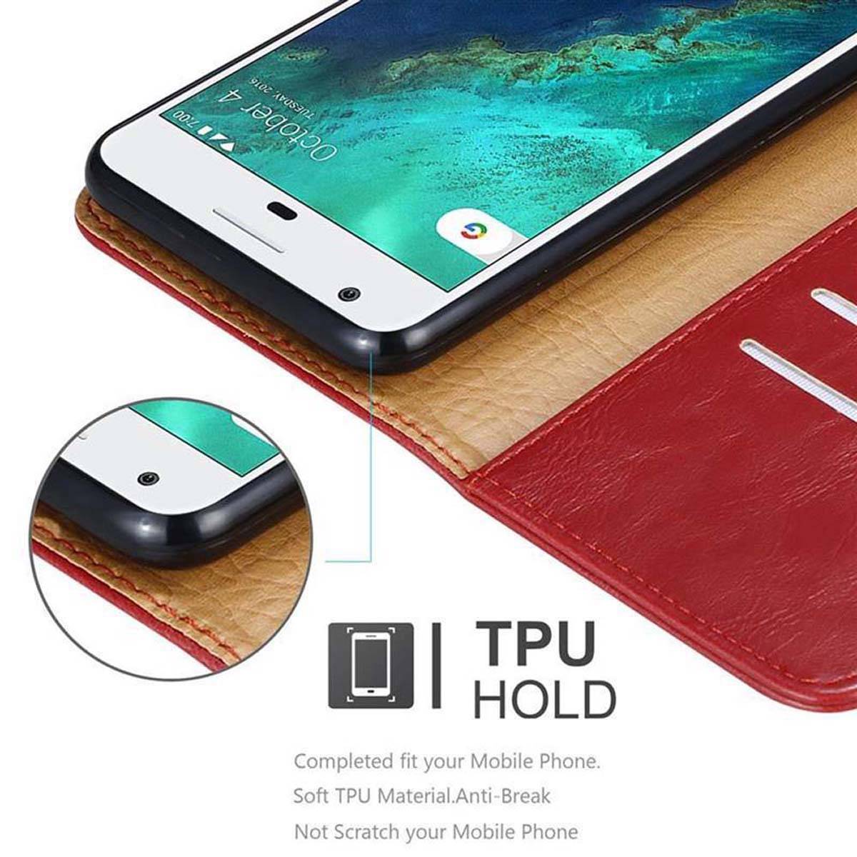 Cadorabo Hülle für Google PIXEL Schutzhülle in Rot Handyhülle Book Tasche Case Etui Luxury