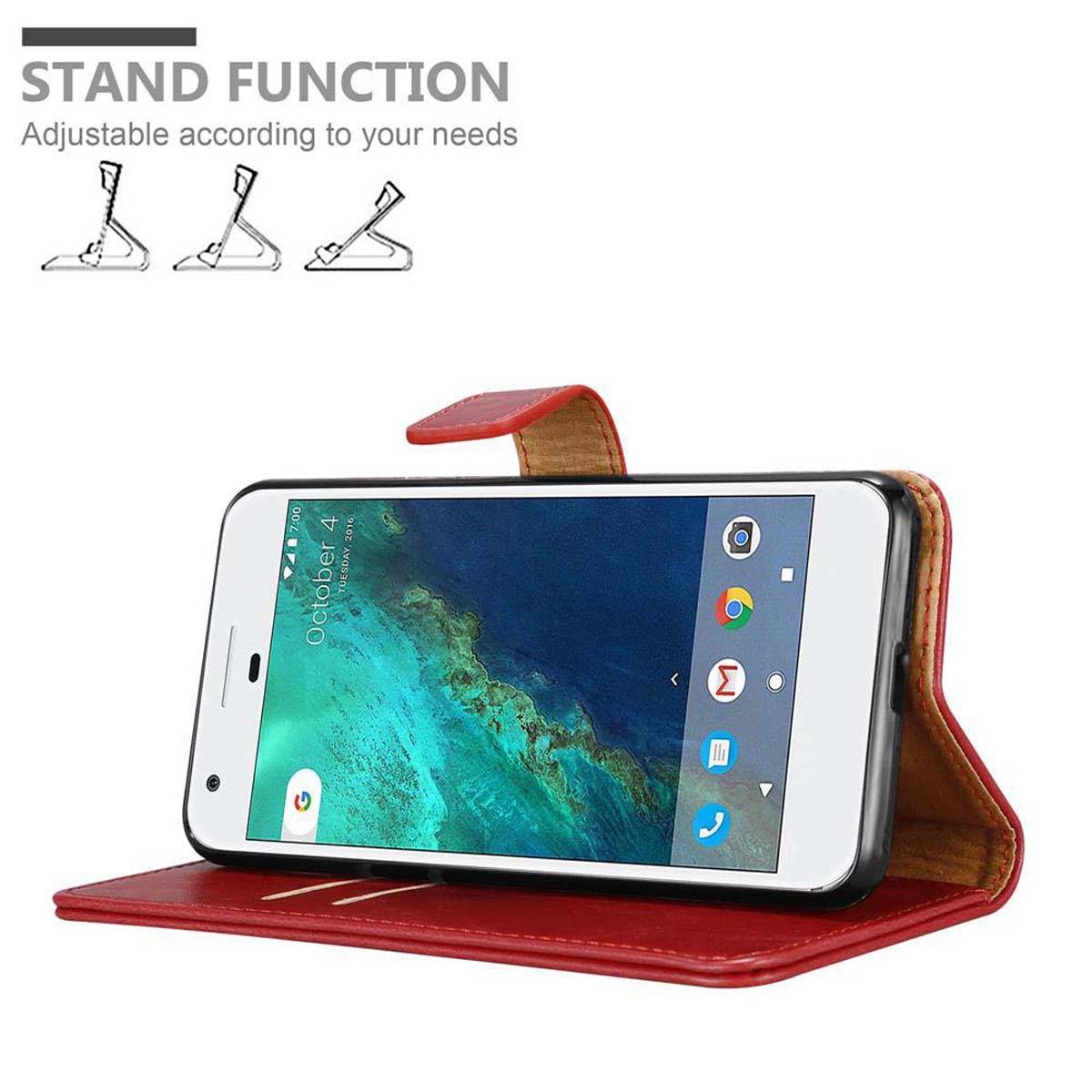 Cadorabo Hülle für Google PIXEL Schutzhülle in Rot Handyhülle Book Tasche Case Etui Luxury