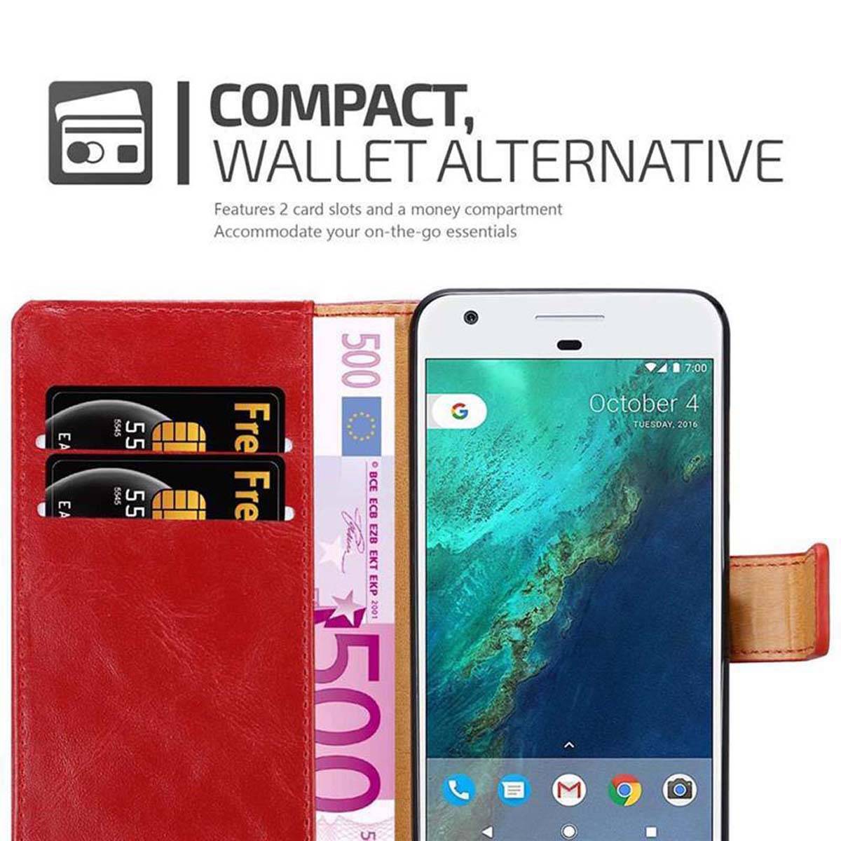 Cadorabo Hülle für Google PIXEL Schutzhülle in Rot Handyhülle Book Tasche Case Etui Luxury
