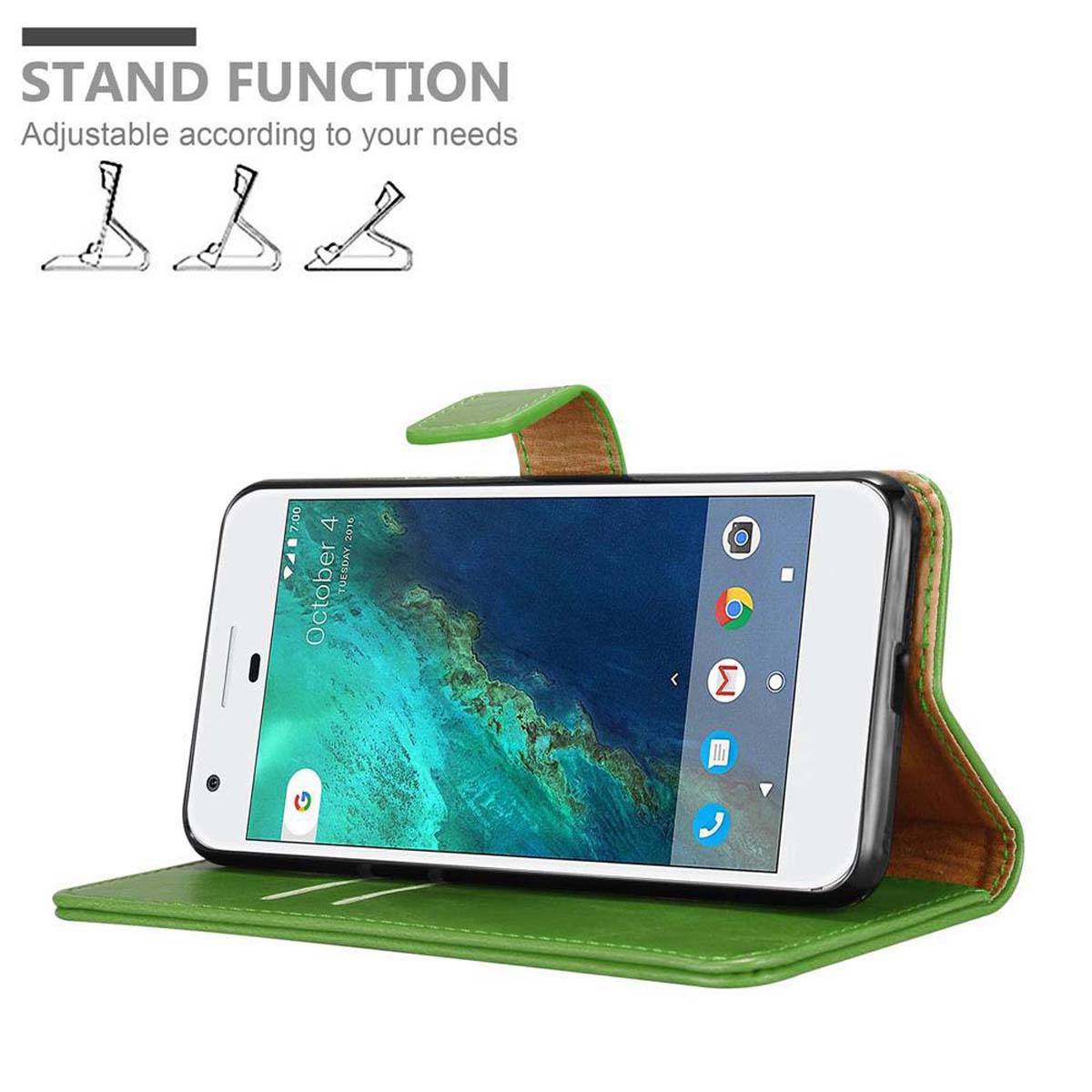 Cadorabo Hülle für Google PIXEL Schutzhülle in Grün Handyhülle Book Tasche Case Etui Luxury