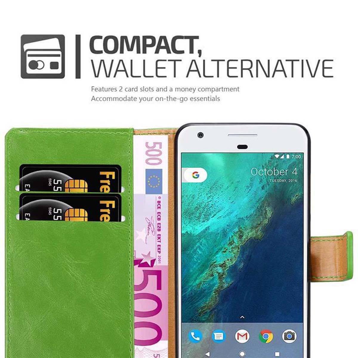 Cadorabo Hülle für Google PIXEL Schutzhülle in Grün Handyhülle Book Tasche Case Etui Luxury