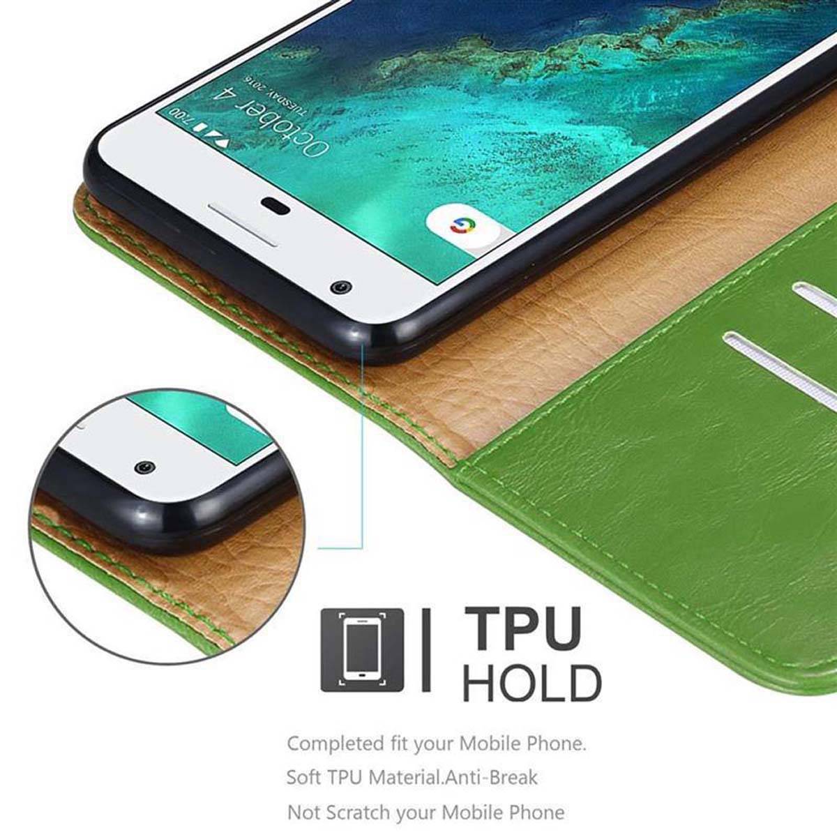 Cadorabo Hülle für Google PIXEL Schutzhülle in Grün Handyhülle Book Tasche Case Etui Luxury