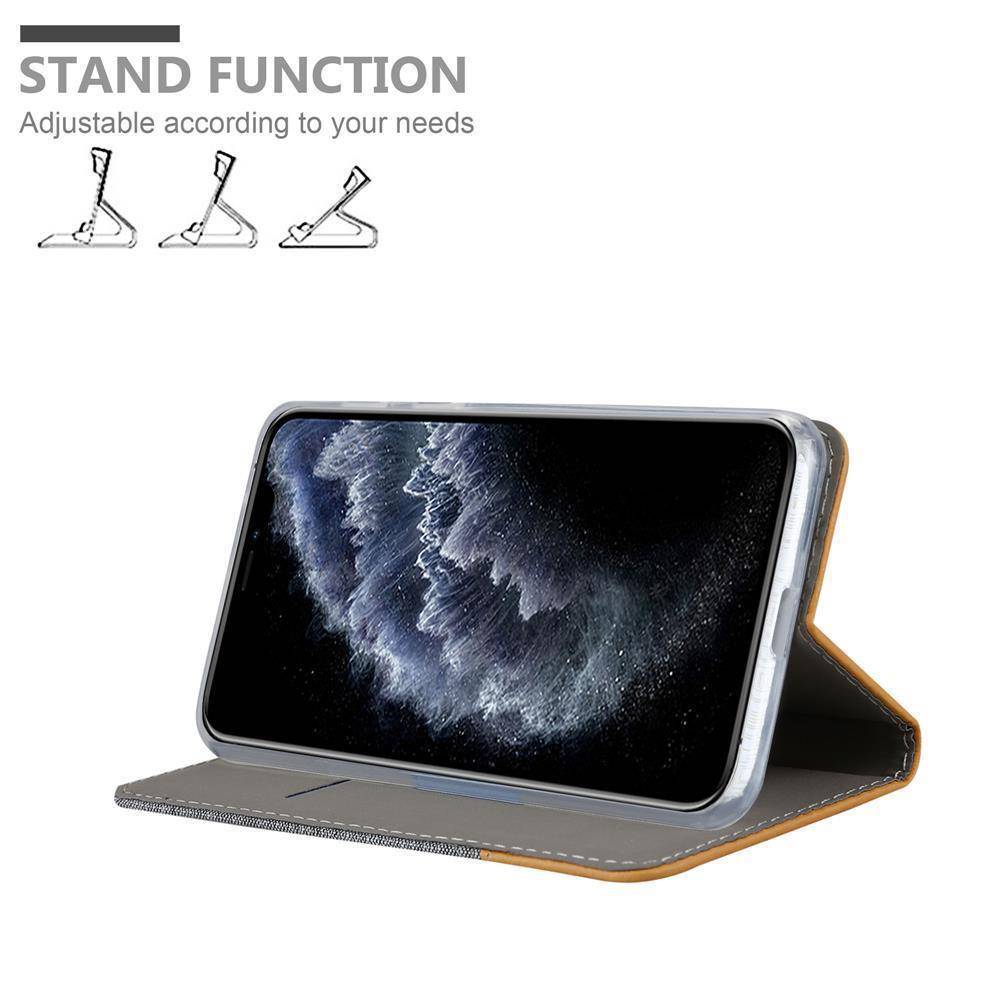 Cadorabo Hülle für Apple iPhone 11 PRO MAX Schutzhülle in Grau Handy Hülle Etui Book Case Cover