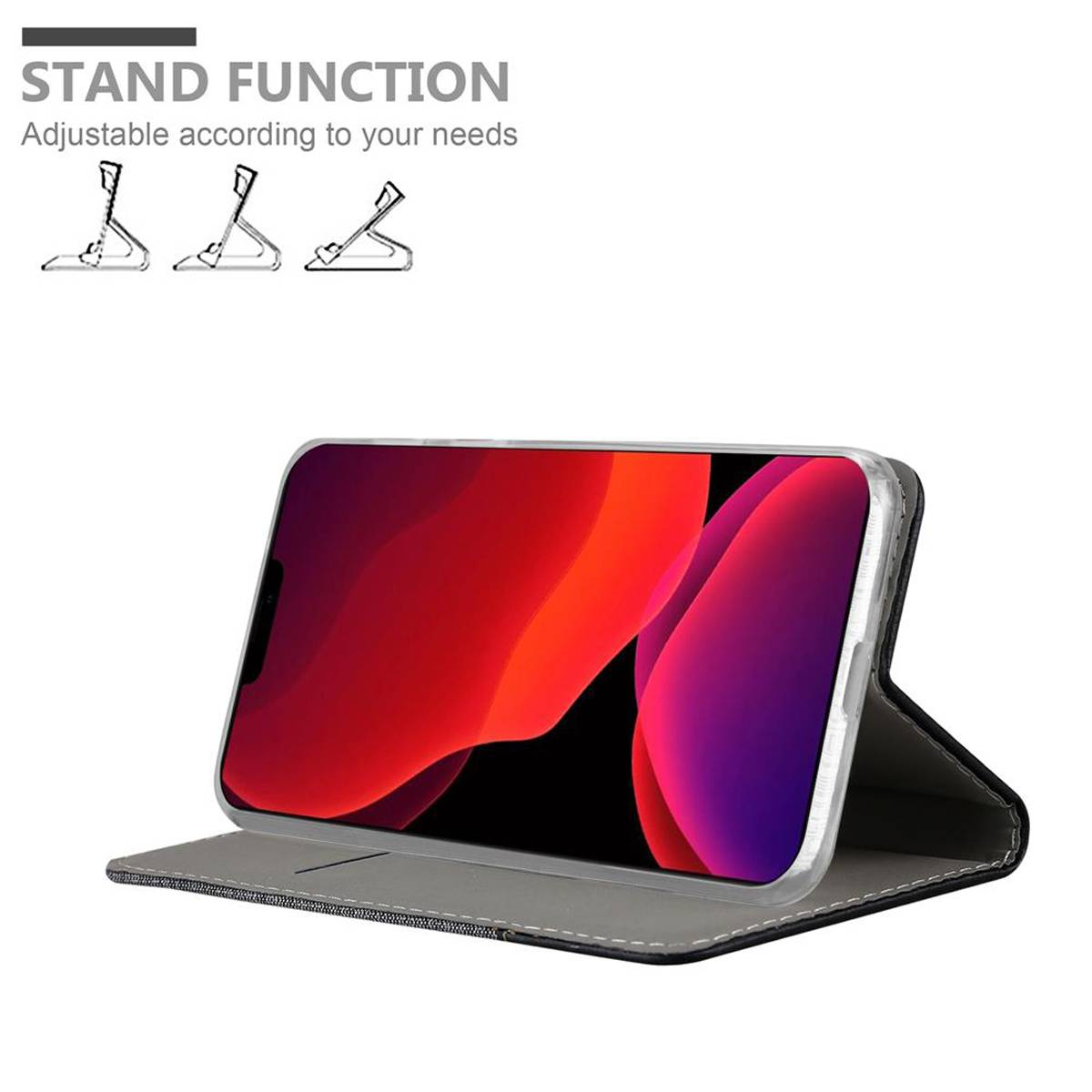 Cadorabo Hülle für Apple iPhone 12 MINI Schutzhülle in Grau Handy Hülle Etui Book Case Cover