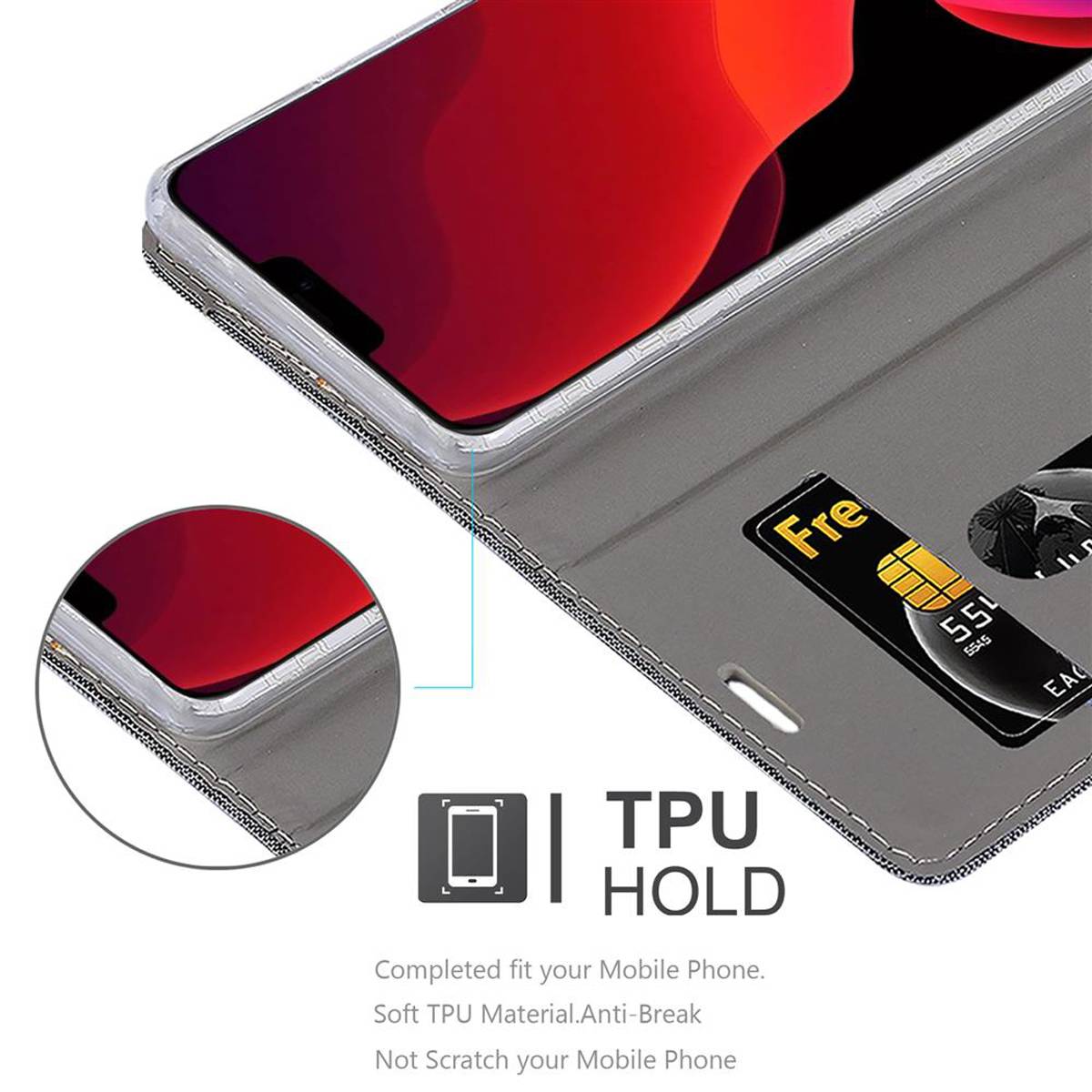 Cadorabo Hülle für Apple iPhone 12 / 12 PRO Schutzhülle in Grau Handy Hülle Etui Book Case Cover