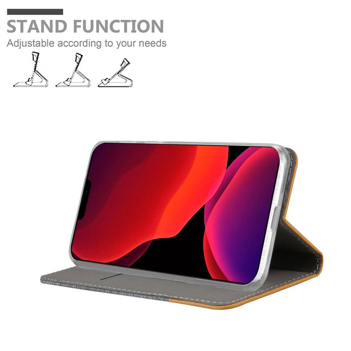 Cadorabo Hülle für Apple iPhone 12 PRO MAX Schutzhülle in Grau Handy Hülle Etui Book Case Cover