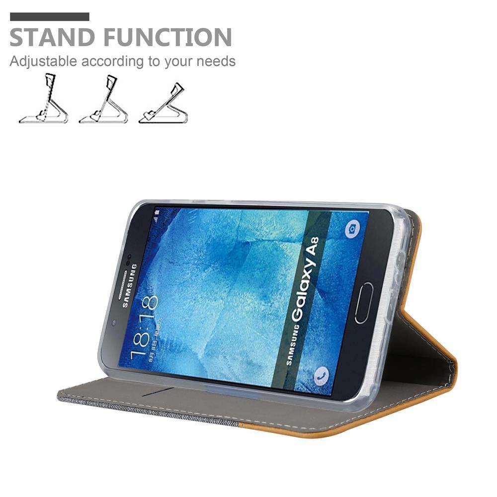 Cadorabo Hülle für Samsung Galaxy A8 2015 Schutzhülle in Grau Handy Hülle Etui Book Case Cover