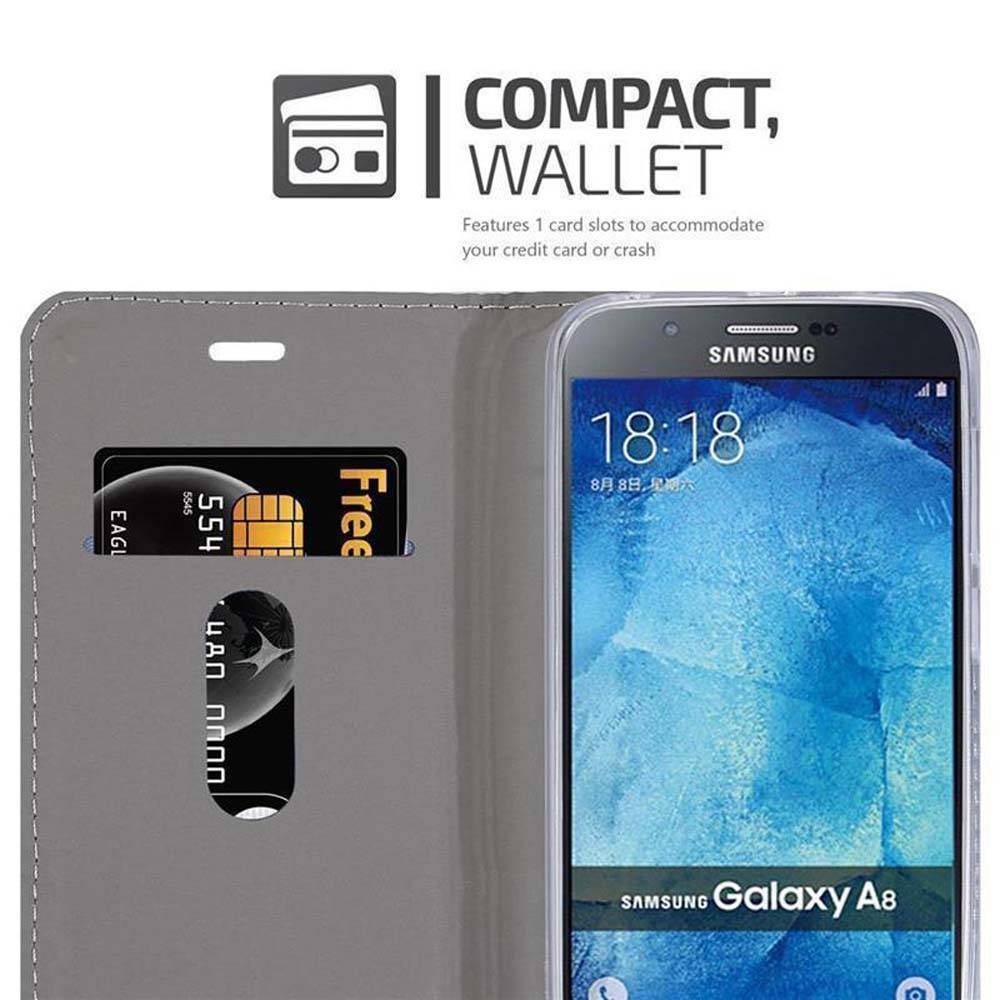 Cadorabo Hülle für Samsung Galaxy A8 2015 Schutzhülle in Grau Handy Hülle Etui Book Case Cover