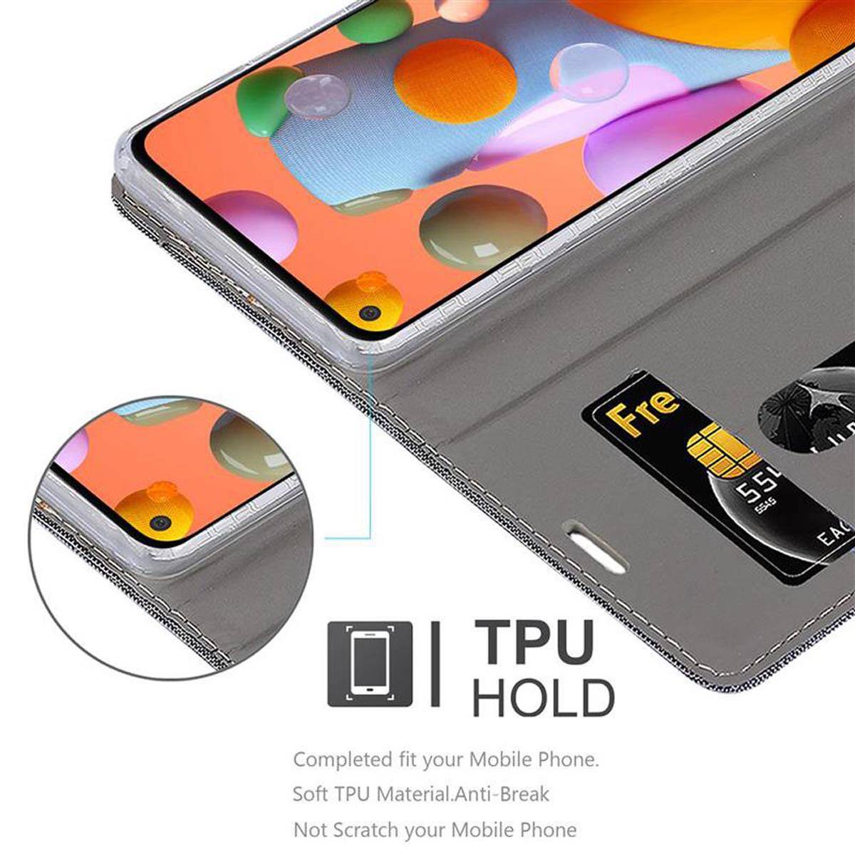 Cadorabo Hülle für Samsung Galaxy A11 / M11 Schutzhülle in Grau Handy Hülle Etui Book Case Cover