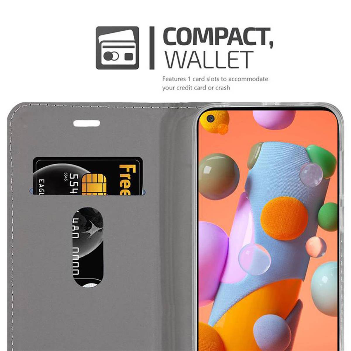 Cadorabo Hülle für Samsung Galaxy A11 / M11 Schutzhülle in Grau Handy Hülle Etui Book Case Cover