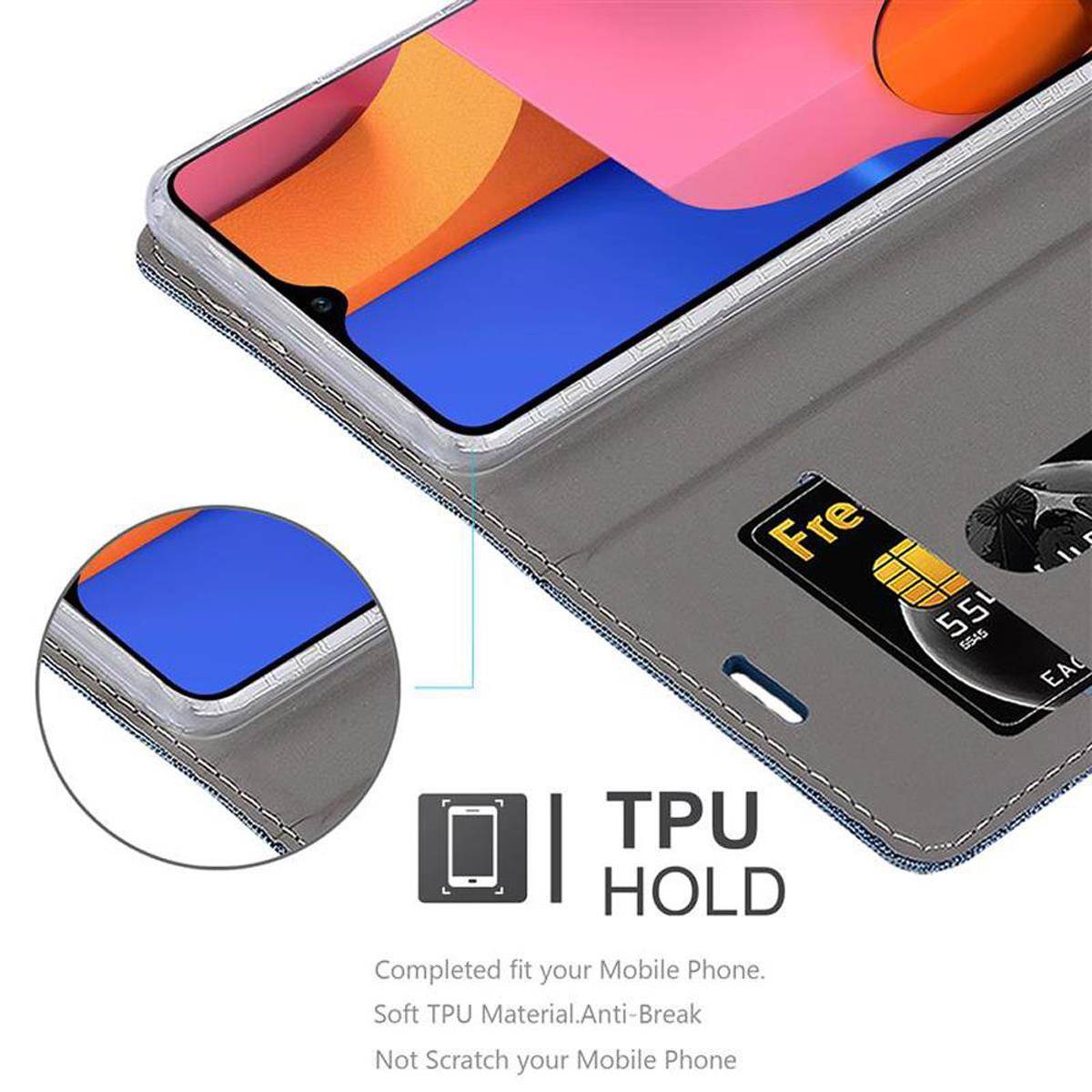 Cadorabo Hülle für Samsung Galaxy A21 Schutzhülle in Blau Handy Hülle Etui Book Case Cover