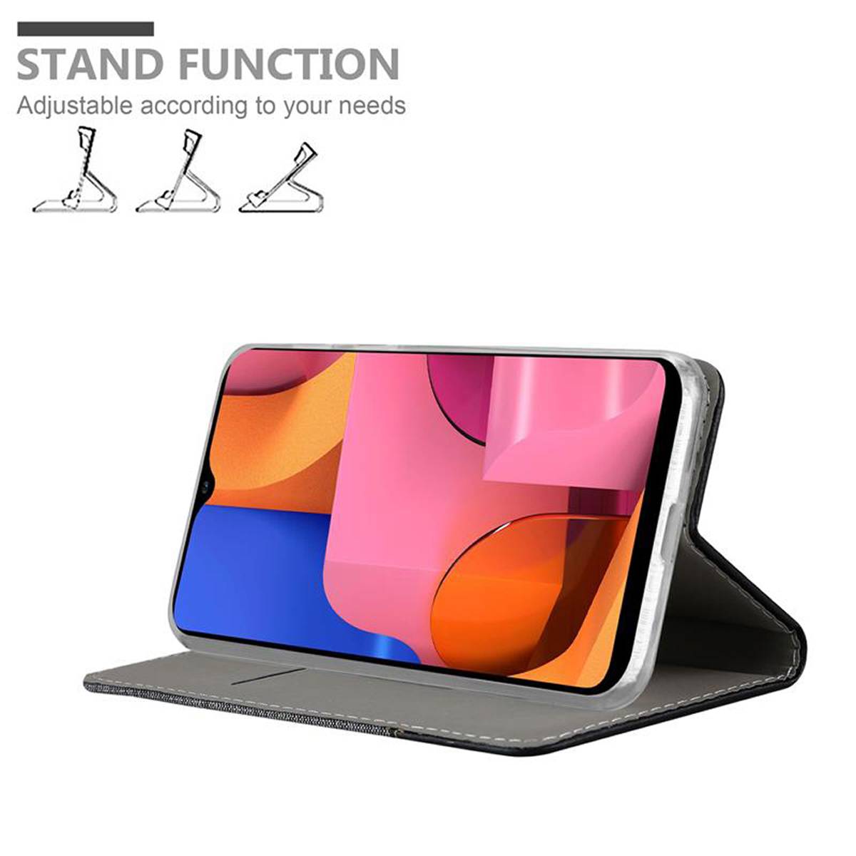 Cadorabo Hülle für Samsung Galaxy A21 Schutzhülle in Grau Handy Hülle Etui Book Case Cover