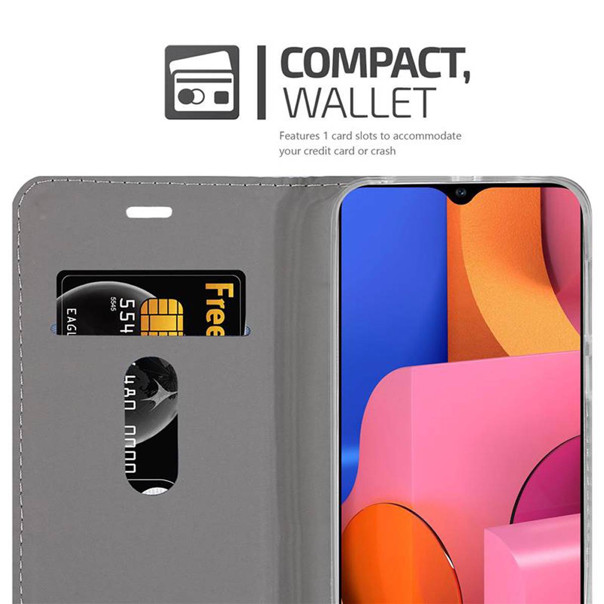 Cadorabo Hülle für Samsung Galaxy A21 Schutzhülle in Grau Handy Hülle Etui Book Case Cover