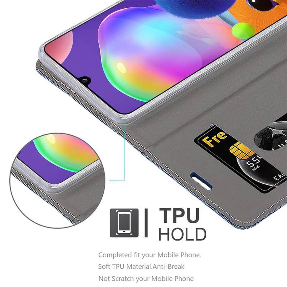 Cadorabo Hülle für Samsung Galaxy A31 Schutzhülle in Blau Handy Hülle Etui Book Case Cover