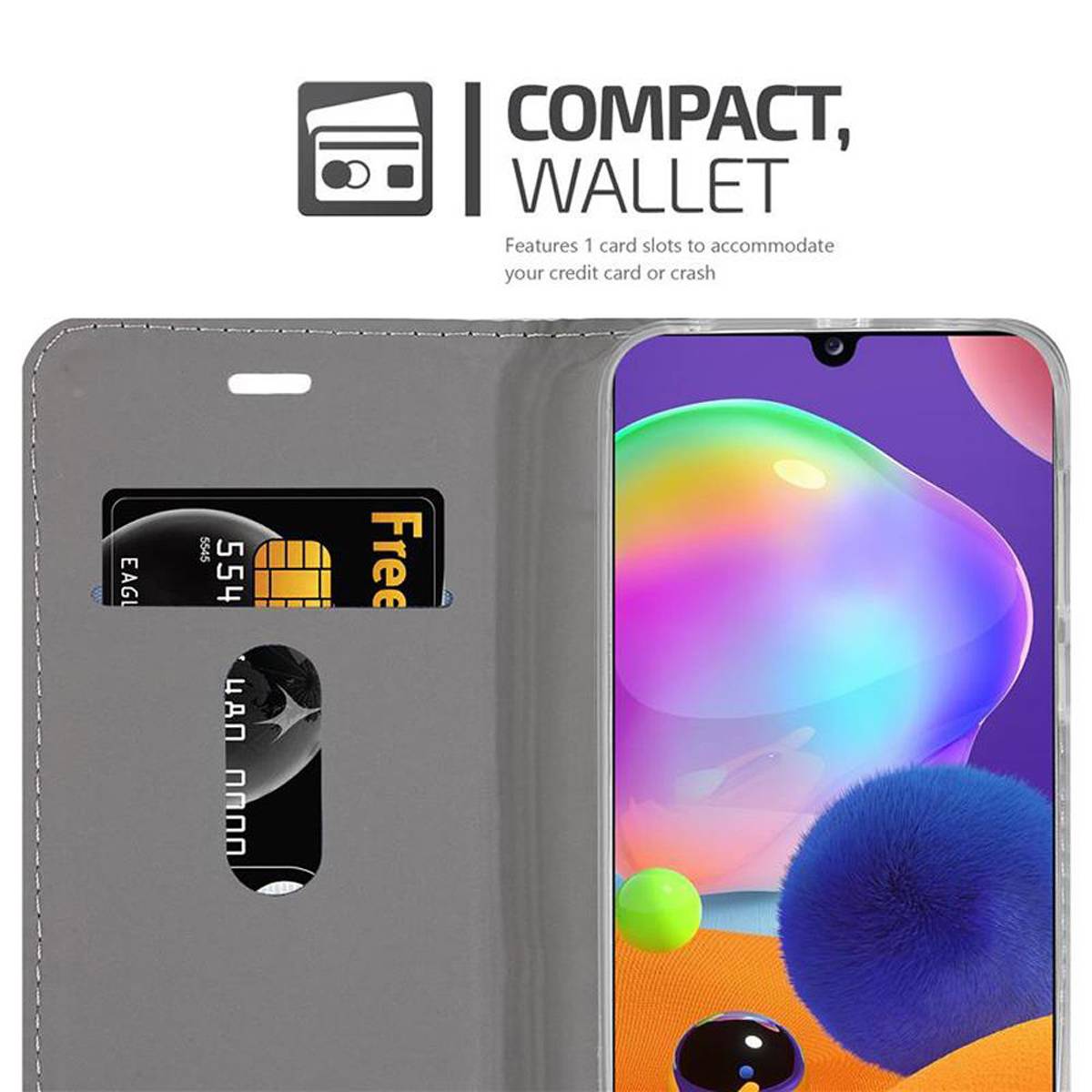 Cadorabo Hülle für Samsung Galaxy A31 Schutzhülle in Grau Handy Hülle Etui Book Case Cover