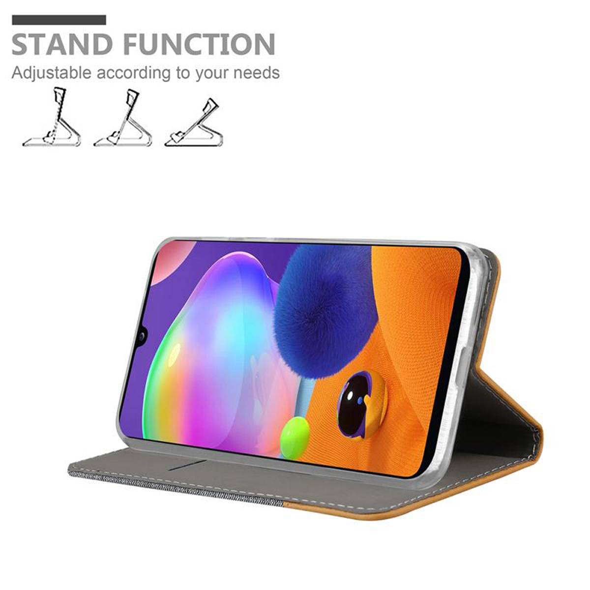 Cadorabo Hülle für Samsung Galaxy A31 Schutzhülle in Grau Handy Hülle Etui Book Case Cover