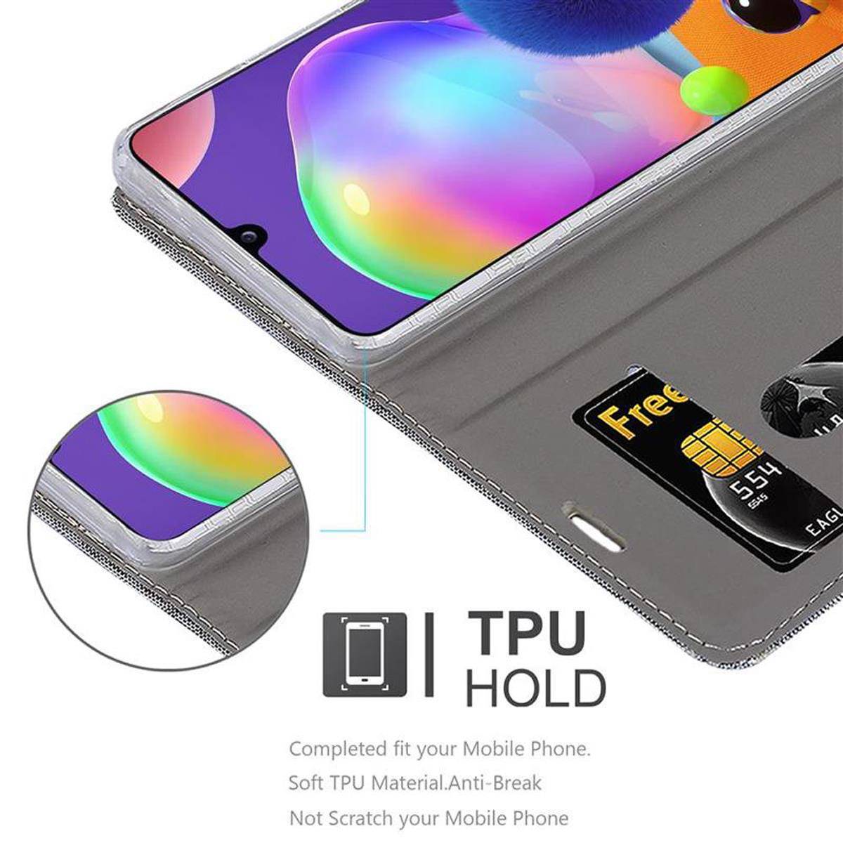 Cadorabo Hülle für Samsung Galaxy A31 Schutzhülle in Grau Handy Hülle Etui Book Case Cover