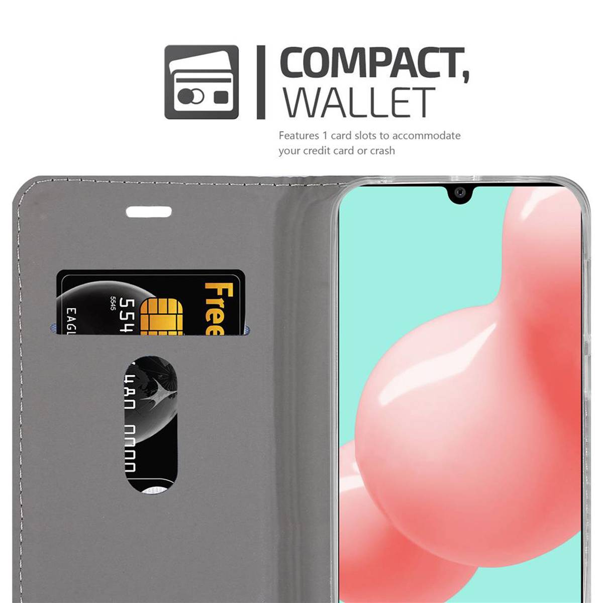 Cadorabo Hülle für Samsung Galaxy A41 Schutzhülle in Grau Handy Hülle Etui Book Case Cover