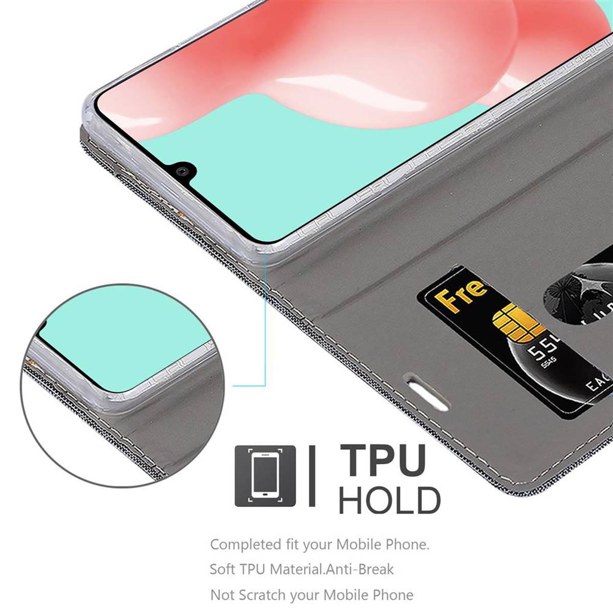 Cadorabo Hülle für Samsung Galaxy A41 Schutzhülle in Grau Handy Hülle Etui Book Case Cover