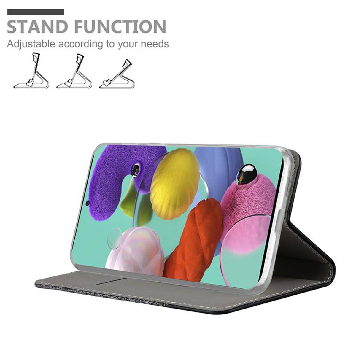 Cadorabo Hülle für Samsung Galaxy A51 5G Schutzhülle in Grau Handy Hülle Etui Book Case Cover