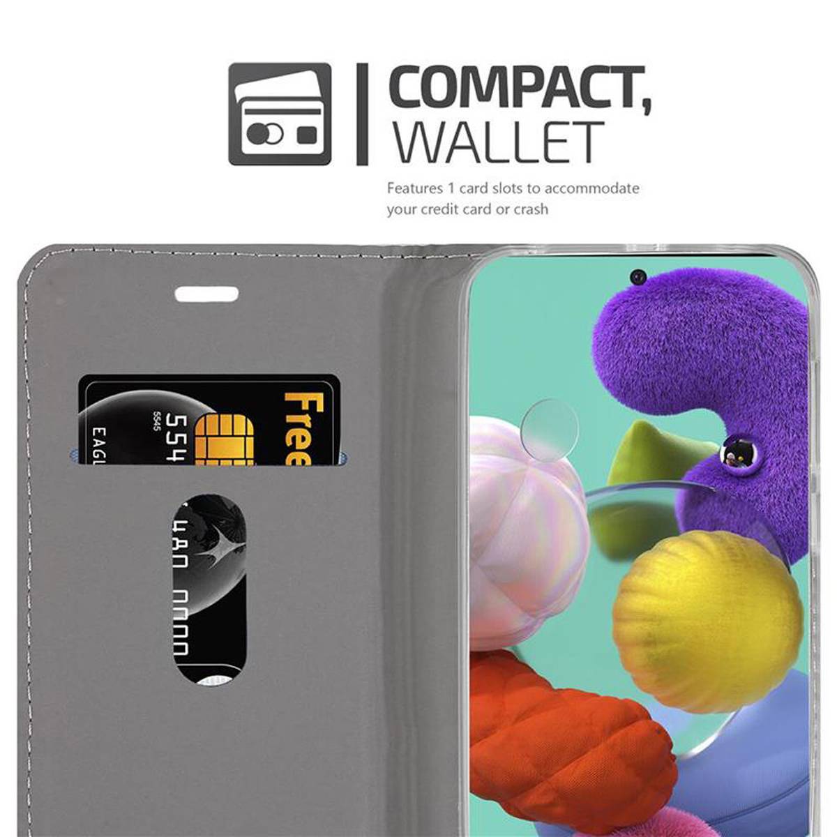 Cadorabo Hülle für Samsung Galaxy A51 5G Schutzhülle in Grau Handy Hülle Etui Book Case Cover