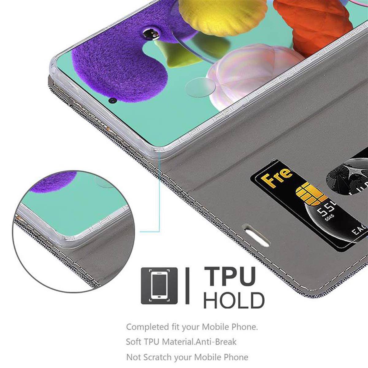 Cadorabo Hülle für Samsung Galaxy A51 5G Schutzhülle in Grau Handy Hülle Etui Book Case Cover