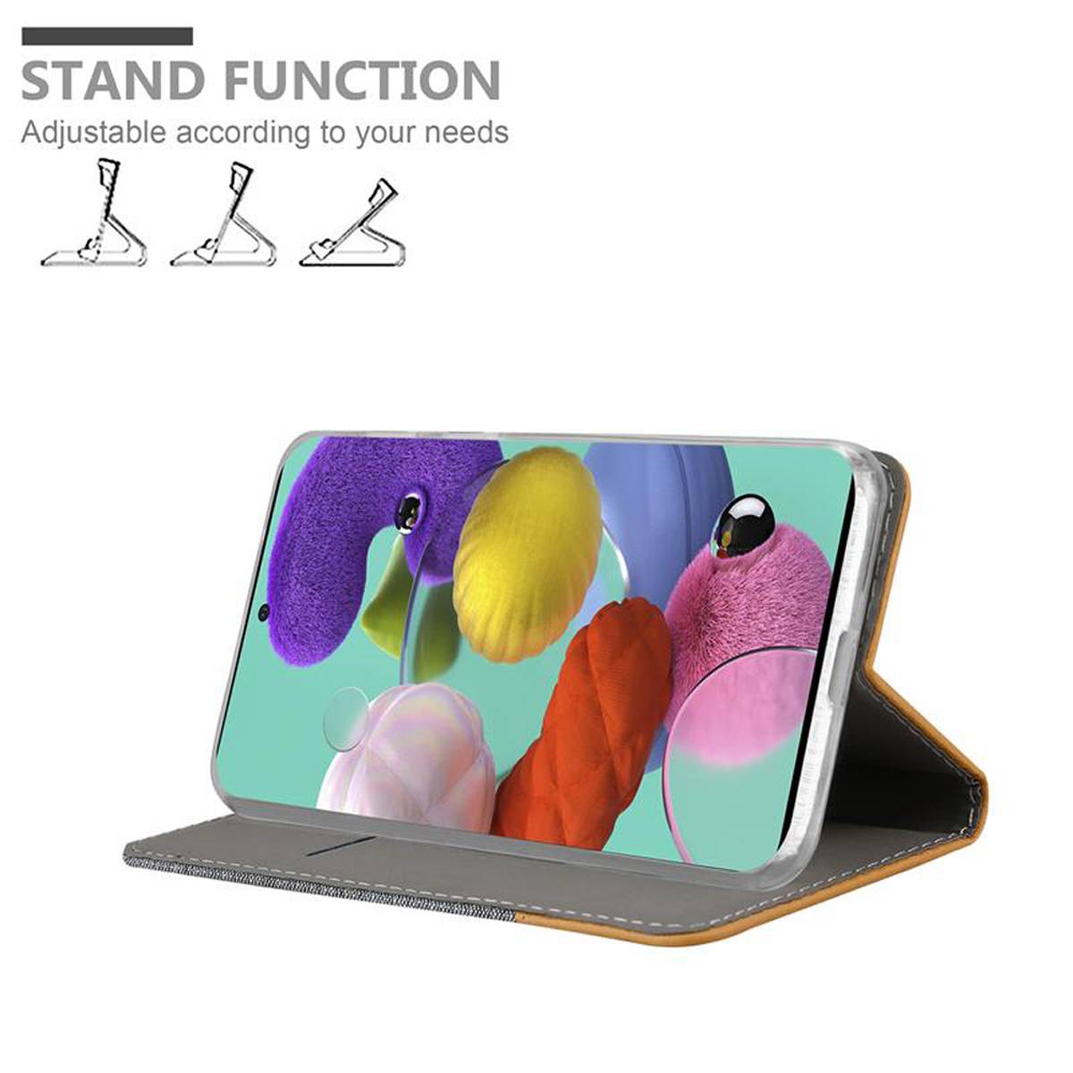 Cadorabo Hülle für Samsung Galaxy A51 5G Schutzhülle in Grau Handy Hülle Etui Book Case Cover
