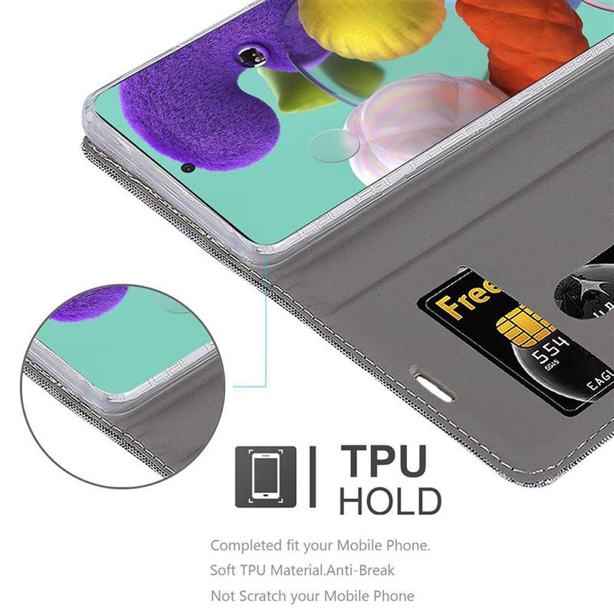 Cadorabo Hülle für Samsung Galaxy A51 5G Schutzhülle in Grau Handy Hülle Etui Book Case Cover