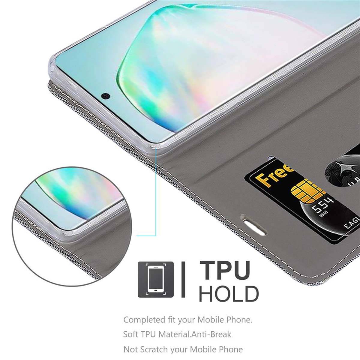 Cadorabo Hülle für Samsung Galaxy A91 / S10 LITE / M80s Schutzhülle in Grau Handy Hülle Etui Book Case Cover