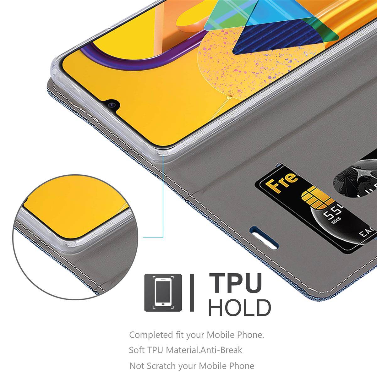 Cadorabo Hülle für Samsung Galaxy M21 / M30s Schutzhülle in Blau Handy Hülle Etui Book Case Cover