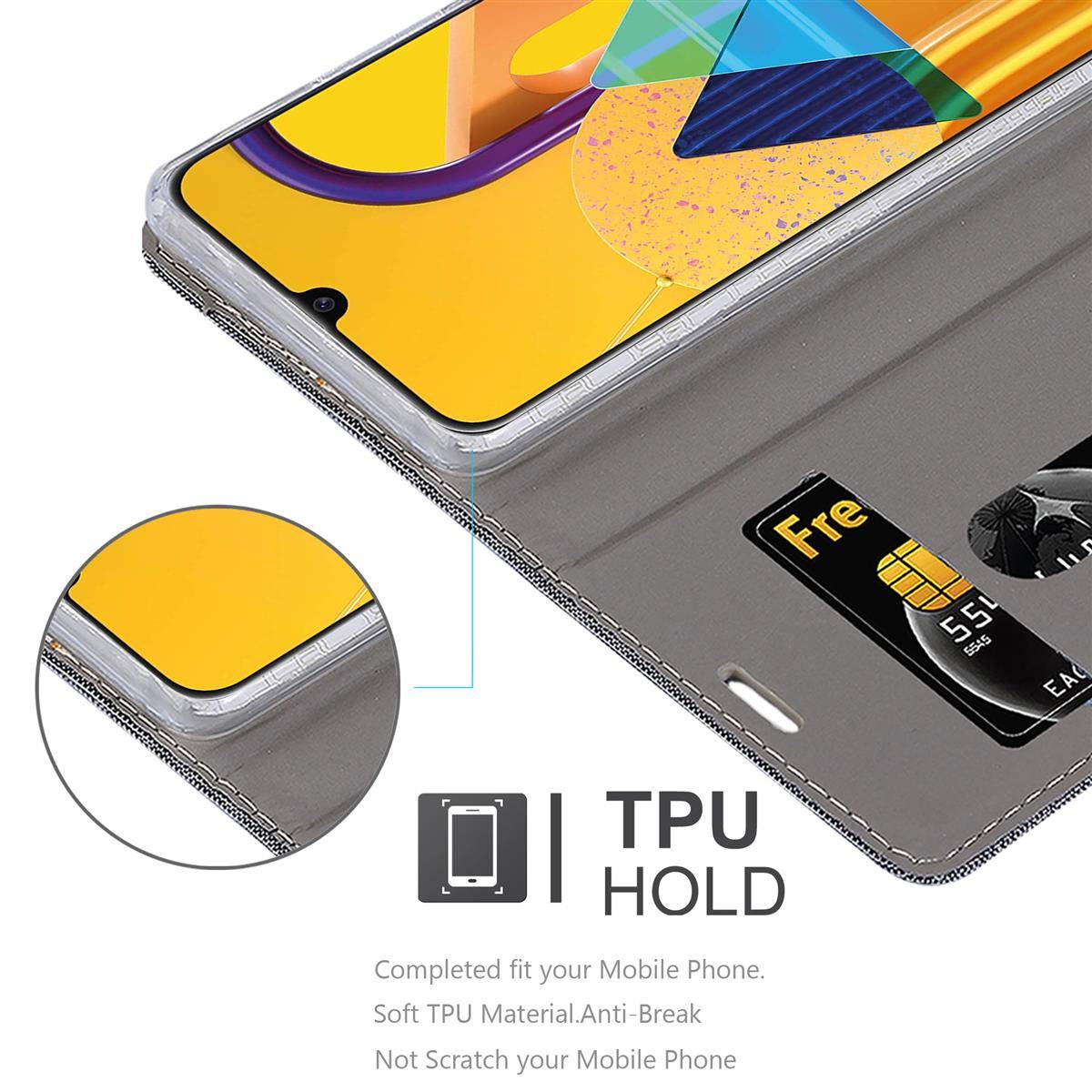 Cadorabo Hülle für Samsung Galaxy M21 / M30s Schutzhülle in Grau Handy Hülle Etui Book Case Cover