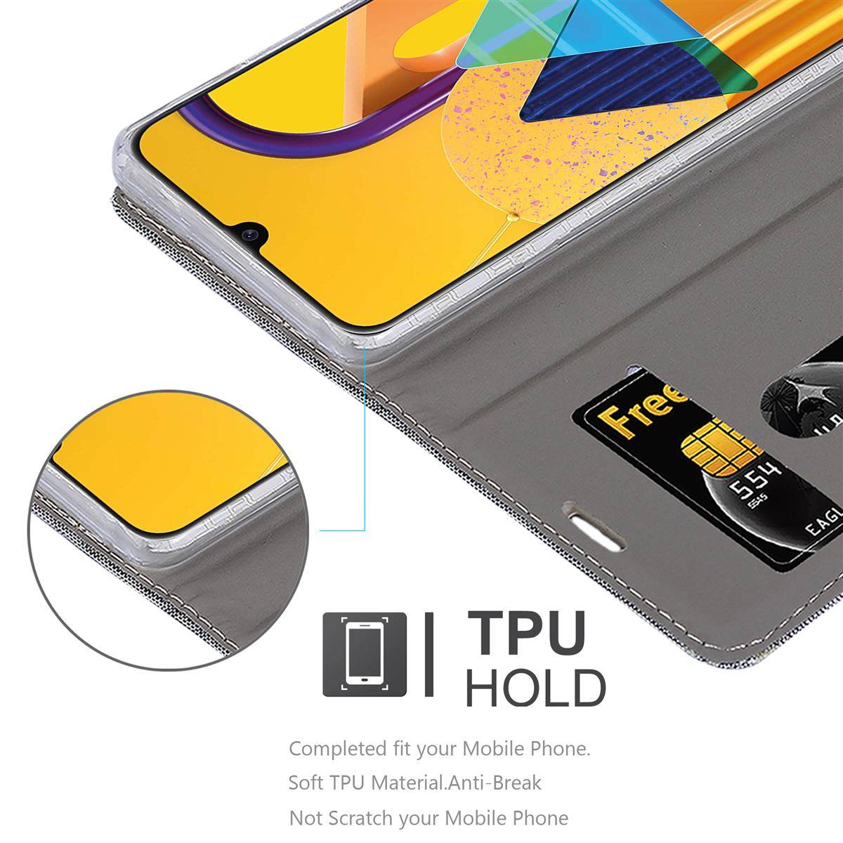 Cadorabo Hülle für Samsung Galaxy M21 / M30s Schutzhülle in Grau Handy Hülle Etui Book Case Cover