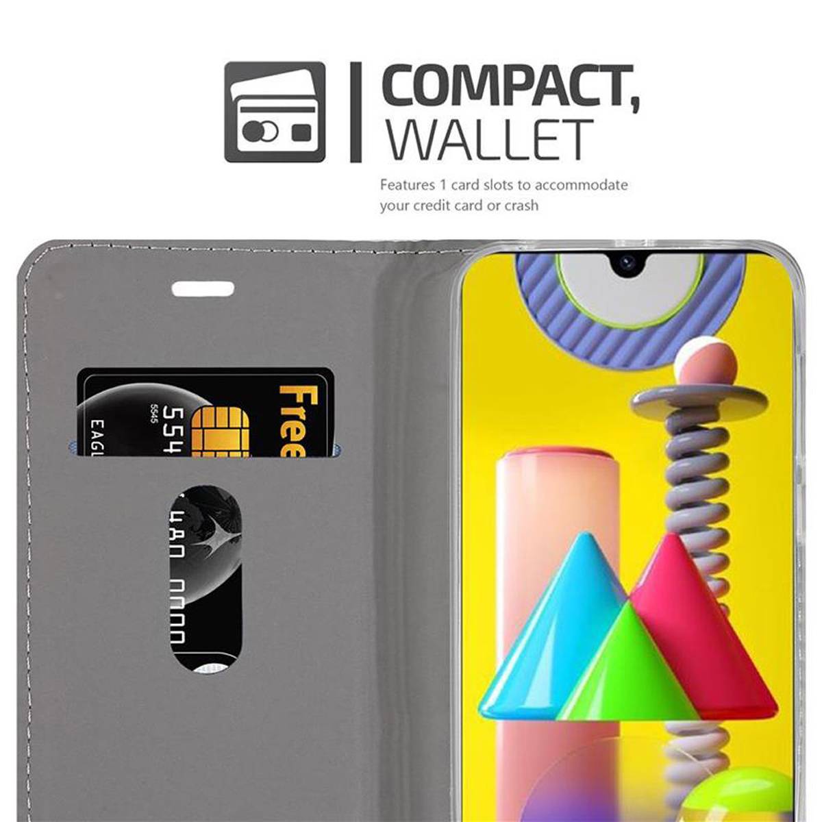 Cadorabo Hülle für Samsung Galaxy M31 Schutzhülle in Grau Handy Hülle Etui Book Case Cover