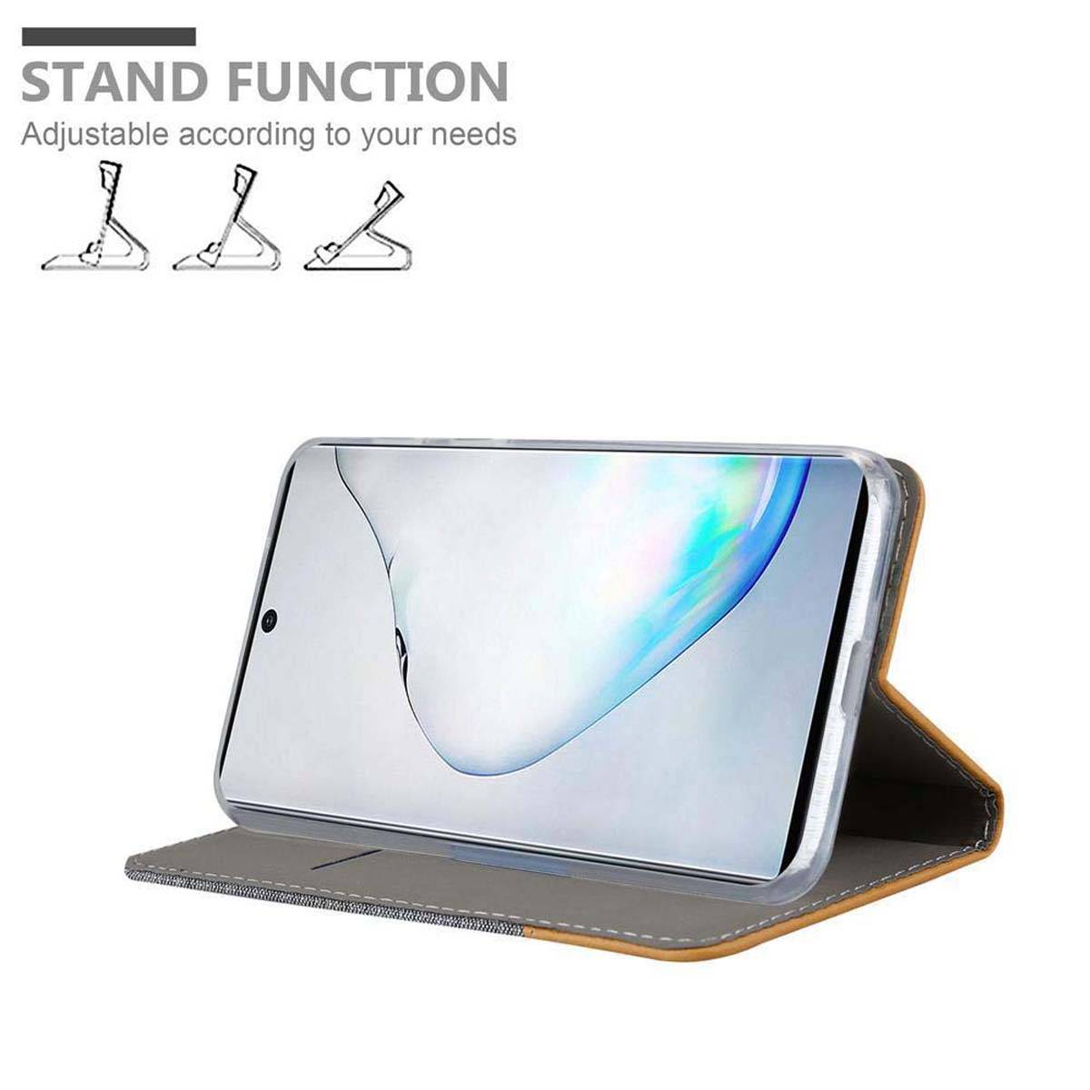 Cadorabo Hülle für Samsung Galaxy NOTE 10 Schutzhülle in Grau Handy Hülle Etui Book Case Cover