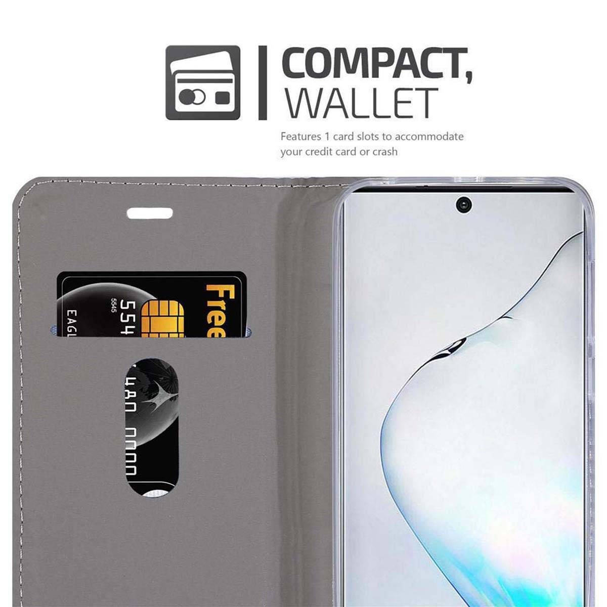Cadorabo Hülle für Samsung Galaxy NOTE 10 Schutzhülle in Grau Handy Hülle Etui Book Case Cover