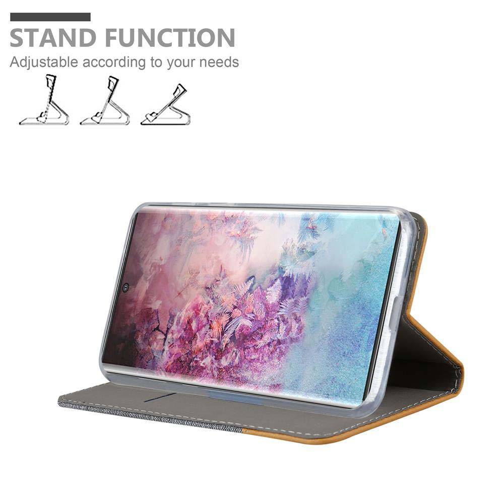 Cadorabo Hülle für Samsung Galaxy NOTE 10 PLUS Schutzhülle in Grau Handy Hülle Etui Book Case Cover