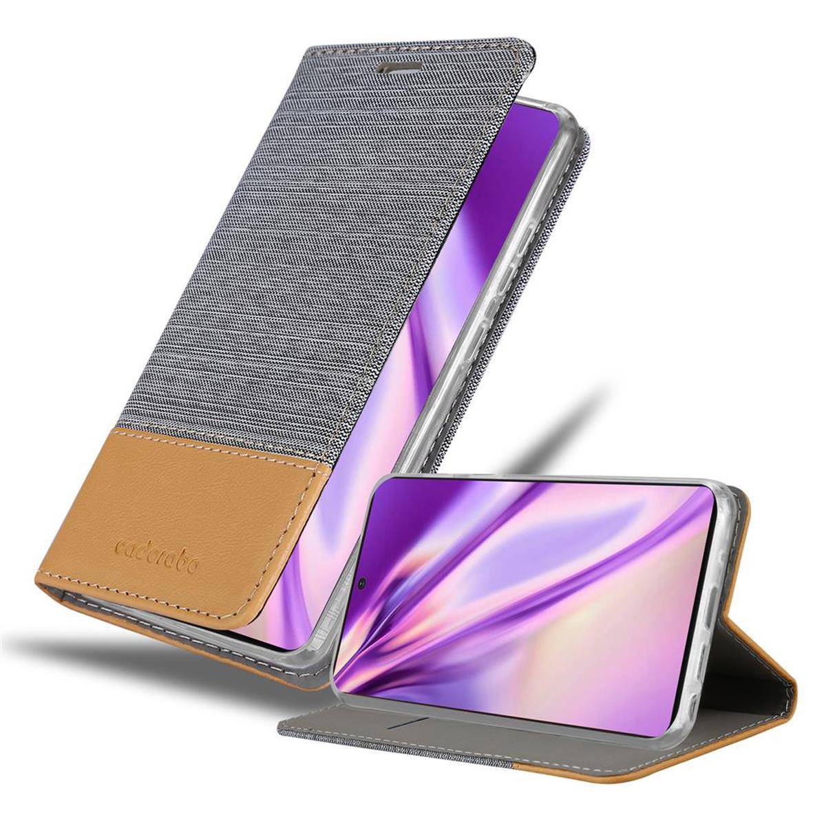 Cadorabo Hülle für Samsung Galaxy NOTE 20 Schutzhülle in Grau Handy Hülle Etui Book Case Cover