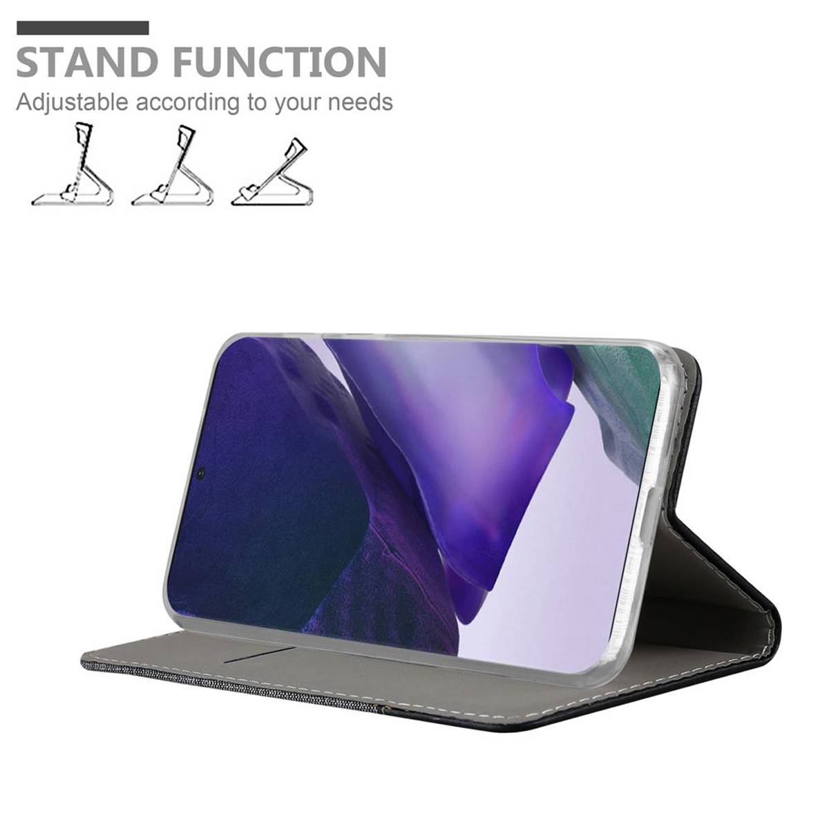 Cadorabo Hülle für Samsung Galaxy NOTE 20 PLUS Schutzhülle in Grau Handy Hülle Etui Book Case Cover