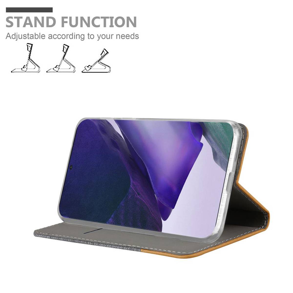Cadorabo Hülle für Samsung Galaxy NOTE 20 PLUS Schutzhülle in Grau Handy Hülle Etui Book Case Cover