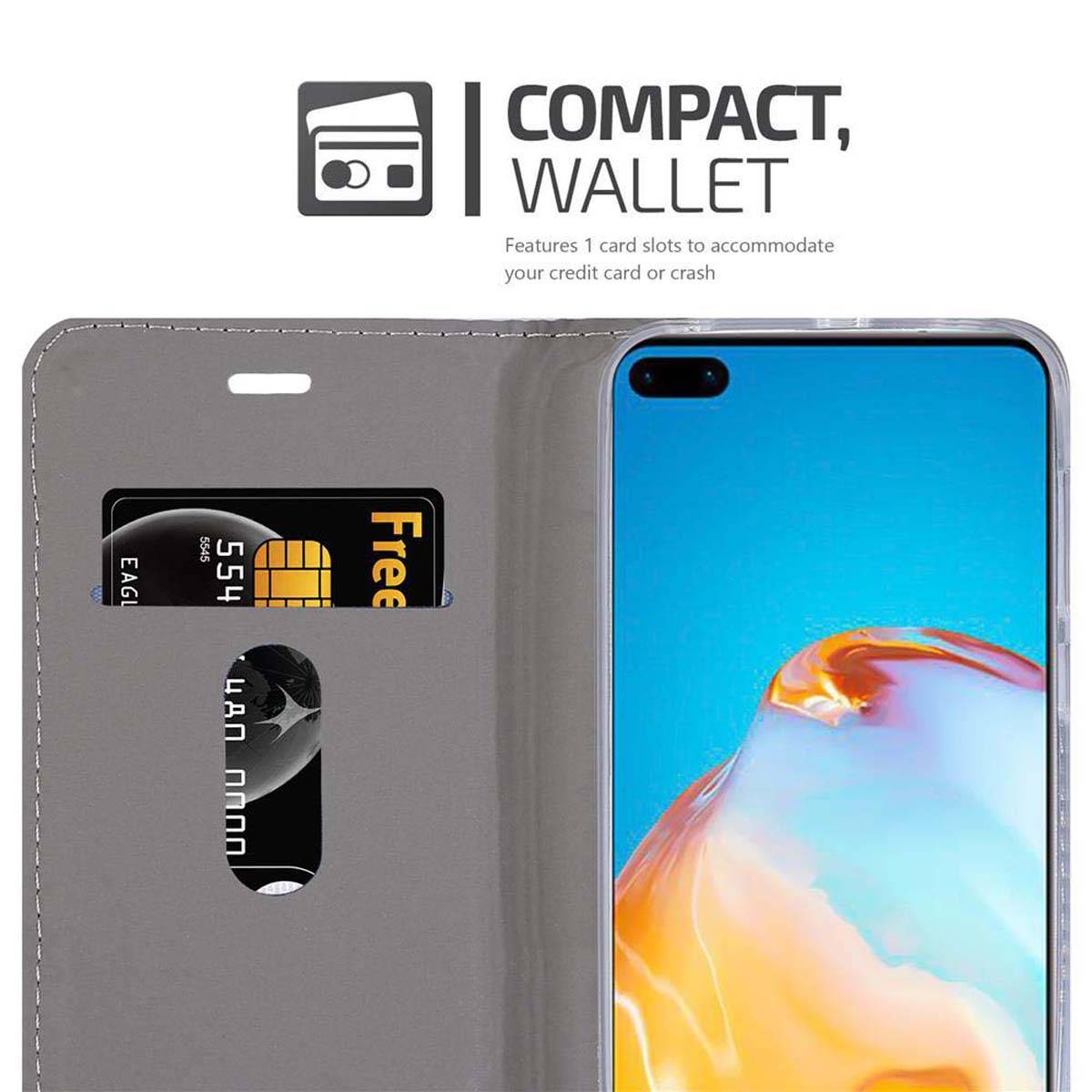 Cadorabo Hülle für Huawei P40 Schutzhülle in Grau Handy Hülle Etui Book Case Cover