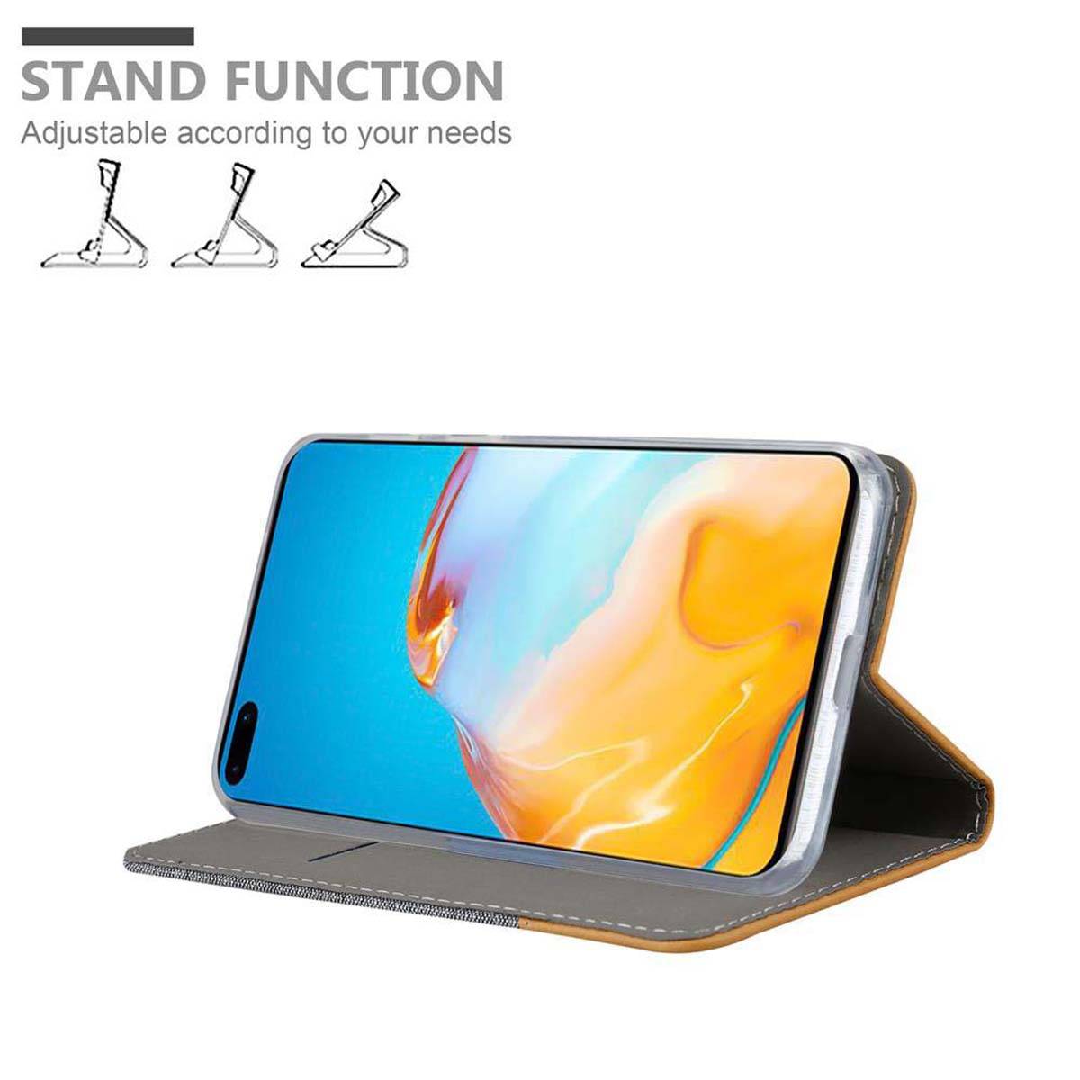 Cadorabo Hülle für Huawei P40 Schutzhülle in Grau Handy Hülle Etui Book Case Cover