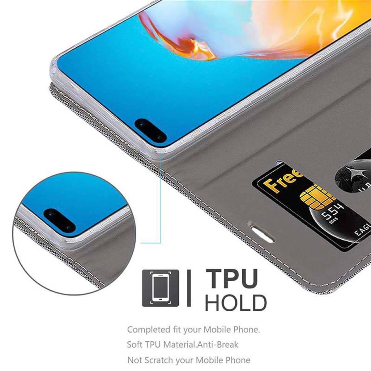 Cadorabo Hülle für Huawei P40 Schutzhülle in Grau Handy Hülle Etui Book Case Cover
