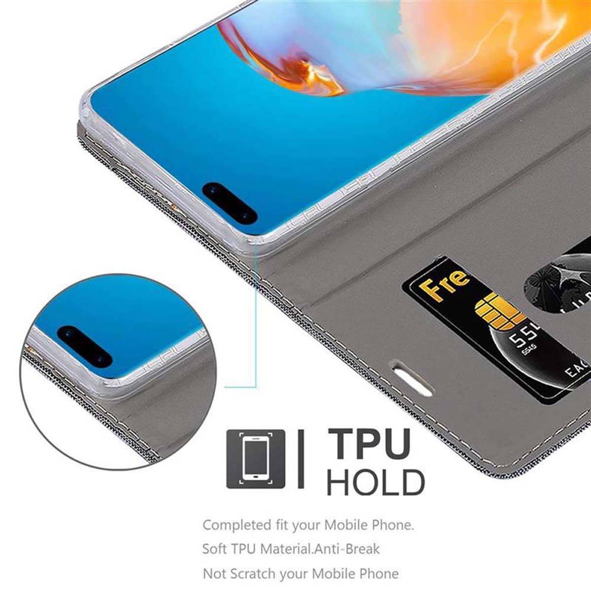 Cadorabo Hülle für Huawei P40 PRO / P40 PRO+ Schutzhülle in Grau Handy Hülle Etui Book Case Cover