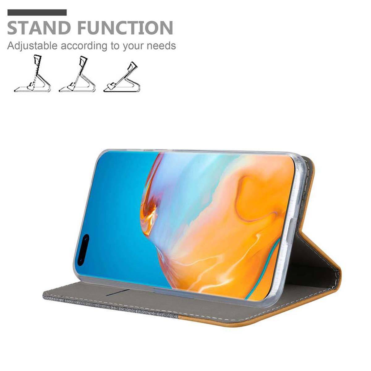 Cadorabo Hülle für Huawei P40 PRO / P40 PRO+ Schutzhülle in Grau Handy Hülle Etui Book Case Cover