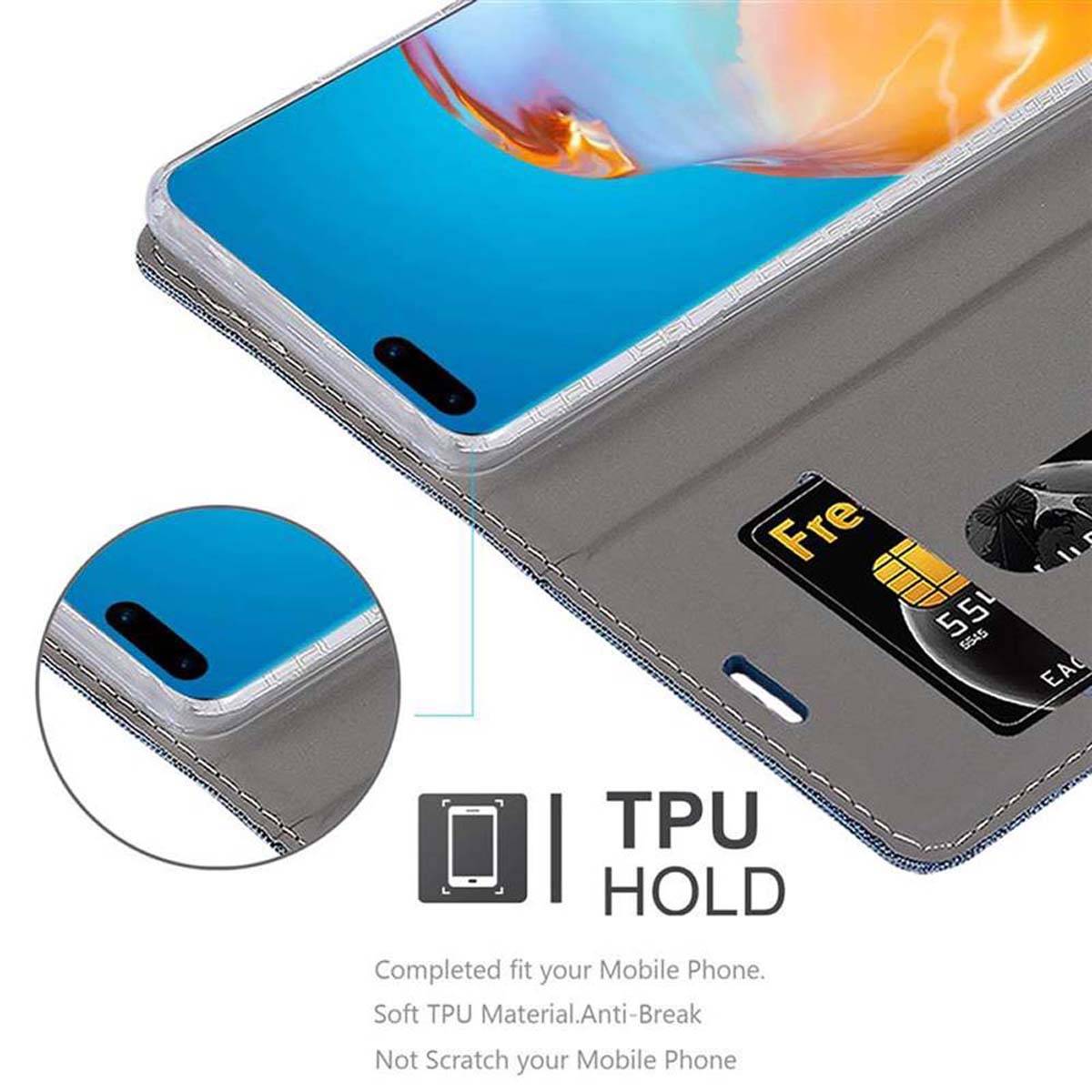 Cadorabo Hülle für Huawei P40 PRO / P40 PRO+ Schutzhülle in Blau Handy Hülle Etui Book Case Cover